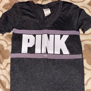 Gray with Pink Logo on front.